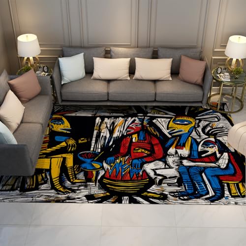 Tapis Lavable pour Cuisine et Entrée Abstrait Antidérapant