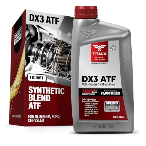 TRIAX DX3 ATF - Compatible with All GM Dexron III and Ford Mercon Applications- Multi-Purpose, Friction Optimized, High Mileage Automatic Transmission Fluid (1 Quart)
