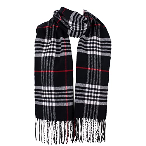 Hat To Socks Herrlich Weicher Klassisch Karierter Winterschal für Damen und Herren - Warm und Elegant (Schwarz)