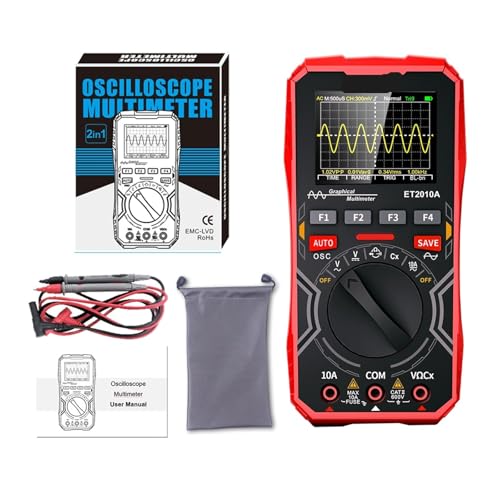 ET2010A 2 in 1 デジタルオシロスコープ マルチメーター 1MH/z 2.5MSps 実験室用オシロスコープ 電気修理用オシロスコープ(ET2010A Red)