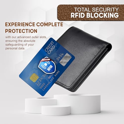 Premium Genuine Leather wallets for men | RFID Blocking Slim Bifold Wallet | Durable Stitching, 8 Card Slots, 2 ID Windows | Real Leather men's wallet | mens wallet for Daily use and gift for him3