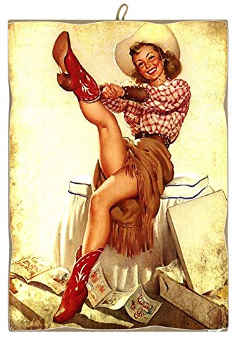 KUSTOM ART Set of 4 Vintage Style Taps, Collectable Pin Up Series, Laser-Shaped Wood Print Made in Italy - Gift Idea (Group 2) - Image 2