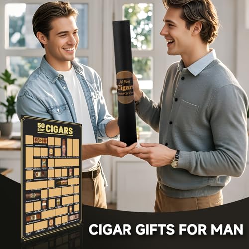 EIHFHIE Cigar Bucket List Scratch Off Poster,Top 50 Cigar List,Gift For Cigar Lover, Cigar Collectors,Bar & Pub,Man Cave or Game Room (12x18 In) - Image 2