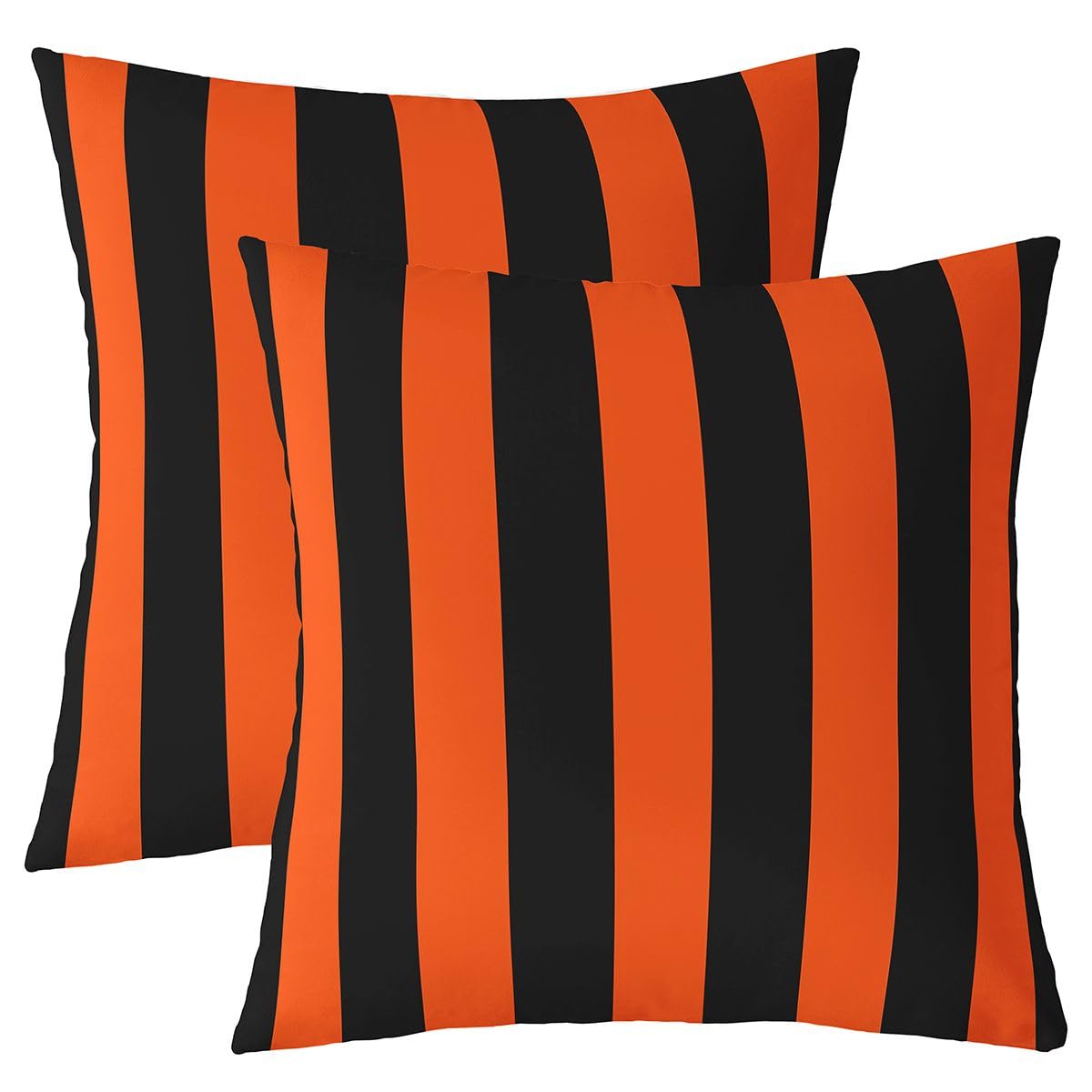 Homewish Black Orange Striped Decorative Cushion Covers Set of 2 40 x 40 cm — image 1