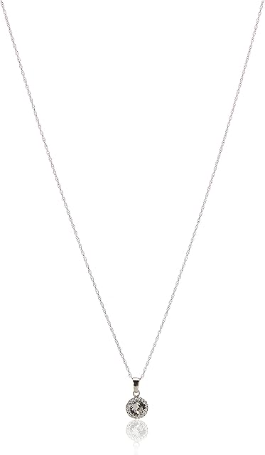 Sterling Silver Crystal Halo Pendant Necklace,18"
