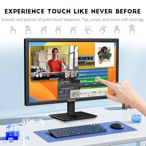 Image of 27 Inch Touchscreen Monitor FHD 1920x1080P IPS Computer Monitor 10-Point Touch Screen PC Display HDMI /VGA /USB Ports, Built-in Speakers, VESA Mountable