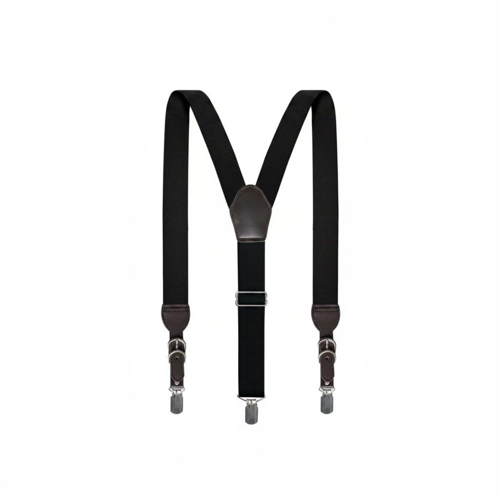 Elastic Strapping Adjustable Y-Back Suspenders Leather Reinforced Heavy Duty Clip Metal Clips Braces Stitched Connector For Workwear, Casual Wear, Black | Mens Accessories Clothing-image-39