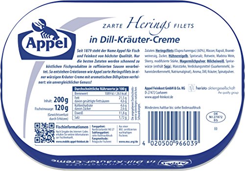 Appel 127019 Herring Filets In Dill-Kraueter Creme 200 Grams thumb #1