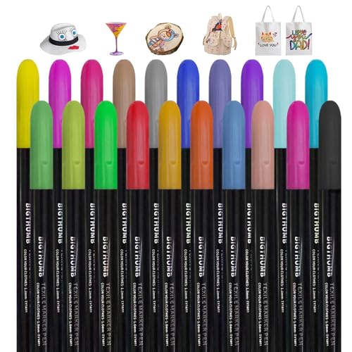 Marcadores de tela permanentes, bolígrafos de tela para ropa permanente - 20 colores Conjunto de pintura textil indeleble - Herramienta de pintura para zapatillas de lienzo para zapatillas de zapatill