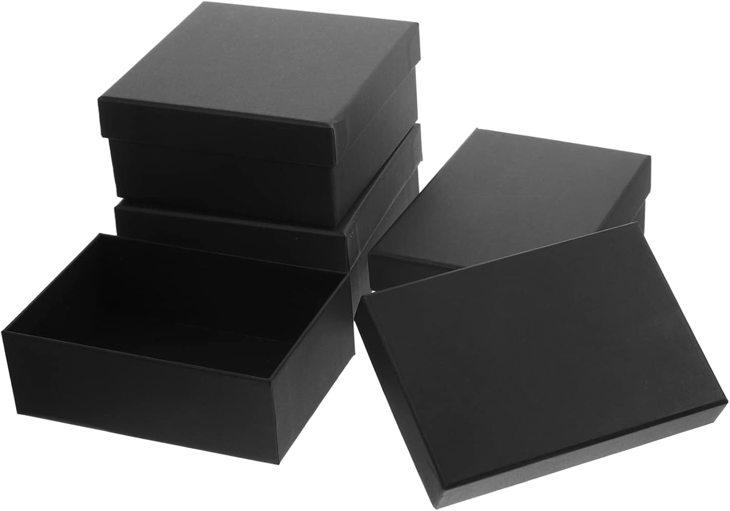 FOMIYES 4pcs Square Jewelry Boxes Black Boxes Wedding Party Case Packaging Cases