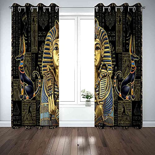 Rideaux occultants 3D égypte dorée pour chambre d'enfant et salon