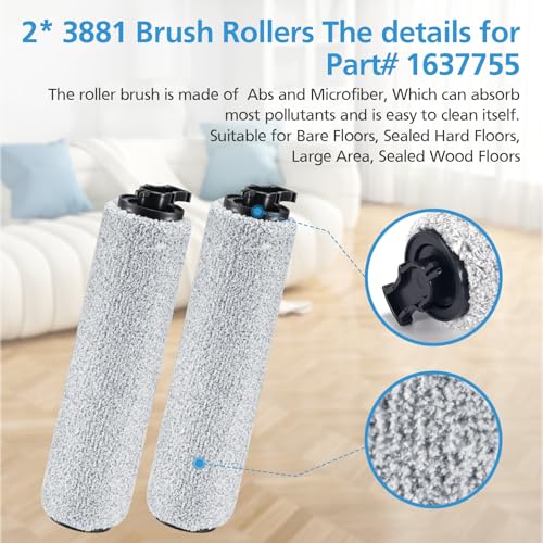 Image of 6-pack 3831 Vacuum Cleaner Brush Roll+ Filter Replacement Parts for Bissell Crosswave HF2 /3845N /3831 Floor Scrubber, 3 Brush Rolls+3 Filters