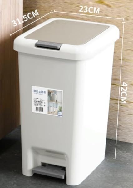 家庭用ゴミ箱 キッチン 寝室 バスルーム 大容量 蓋付き ペダル式 キッチン バスルーム トイレ 大型家庭用 ペダル式 手動開閉 蓋付き 実用的 寮 防水 シンプル (20L) - 2