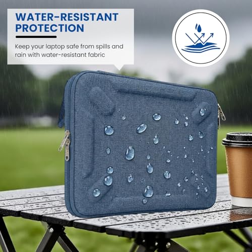 Image of Dyazo 14.1 Inch Hard Shell Laptop Sleeve | Water-Resistant & Shockproof EVA Case with Elastic Carrying Handle | Heavy Duty Protective Bag for MacBook Pro, Dell, HP, Lenovo, ASUS 14 inch Laptops (Blue)