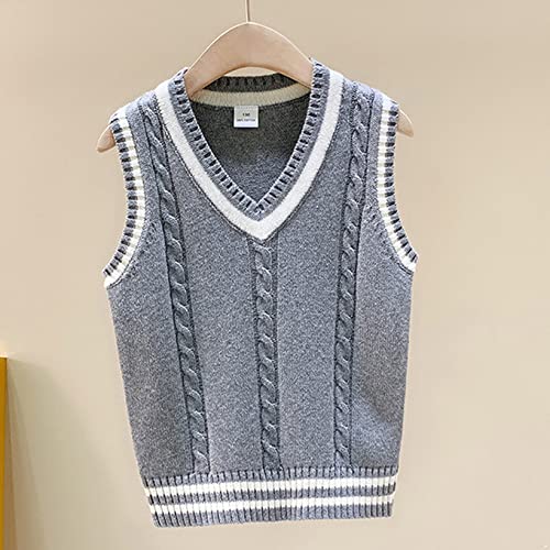 JanJean Kids Girls Boys 100% Cotton Knitted Vest Sleeveless Classic Sweater Tank Top Knitwear Spring Winter Casual Wear2
