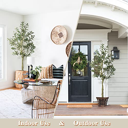 Neutype Artificial Olive Tree 5Ft, 59" Artificial Tree Set Of 2, With 2 String Lights, Fake Trees For Living Room Home Office Garden Decor Indoor & Outdoor, 2 Packs(Battery&Plant Basket Not Included) #TOP7