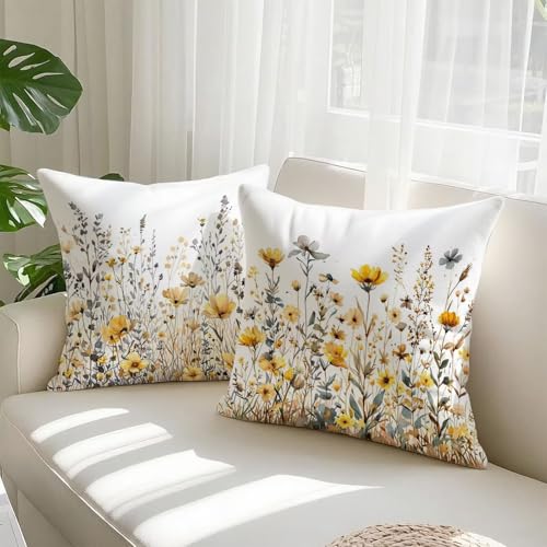 Housse coussin 75x75cm velours premium jaune avec fermeture éclair