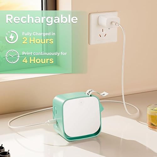 Miniatura 8 de Vixic Máquina etiquetadora M960, mini etiquetadora portátil verde, etiquetadora Bluetooth para teléfono inteligente para el hogar, oficina, escuela,
