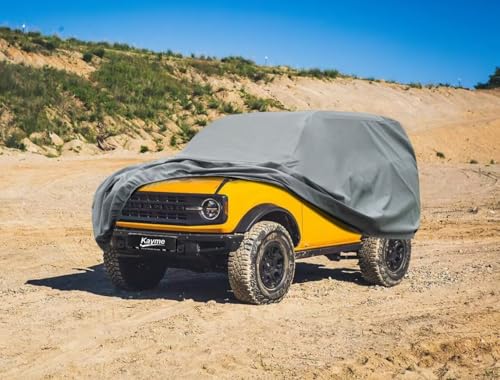Image of Kayme Heavy Duty Car Cover Custom Fit Ford Bronco 2 Door, Bronco Sport (2020-2025),Waterproof All Weather for Automobiles, Full Car Cover - Sun, Rain & UV Protection