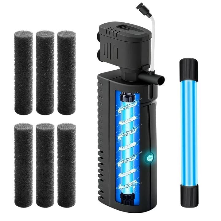 Filtre aquarium 1500L/h avec lampe UV temporisée pour bac de 150 à 600 litres