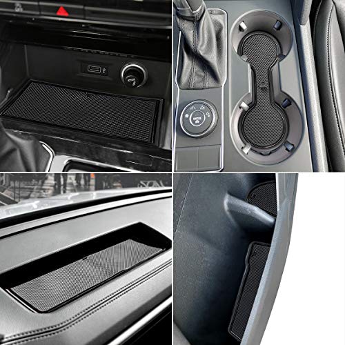 Auovo Anti Dust Door Mats for VW Volkswagen Atlas 2019 2018 Interior Accessories Custom Fit Door Compartment Cup Center Console Liners(19pcs/Set) (Black)