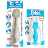 Bumco Baby Bum Brush + Mini Baby Diaper Cream Spatula with Case - BPA-Free Silicone Diaper Spatula with Suction Cup, Wipe-Clean, Mom-Invented Butt Paste Applicator (Gray & Blue)