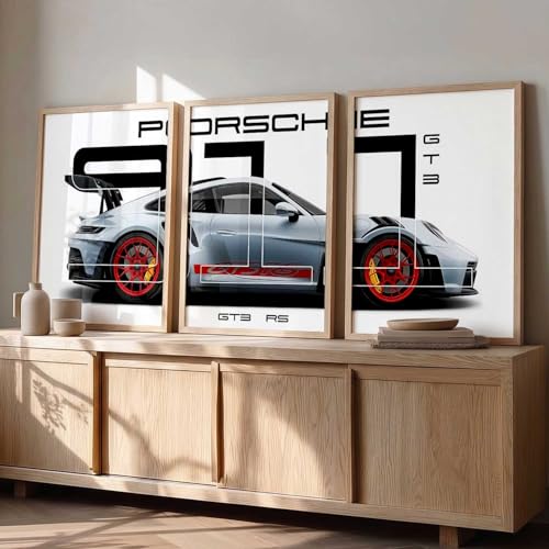 Image of HOTHOUSE Big Porsche Cars Framed Posters Gift Items for Boys Room Wall Decoration Bedroom Living Room Office Studio Decor | Car Poster Frame for Wall Decor Set Of 3 Size (10 X 13 inch)