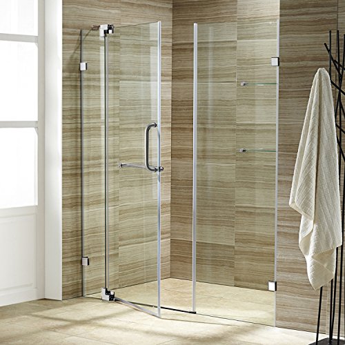 Vigo Adjustable 42 - 48 In. W X 72 In. H Frameless Pivot Rectangle Shower Door With Clear Tempered Glass And St. Steel Hardware In Brushed Nickel Finish With Reversible Handle - Vg6042Bncl48 #TOP3
