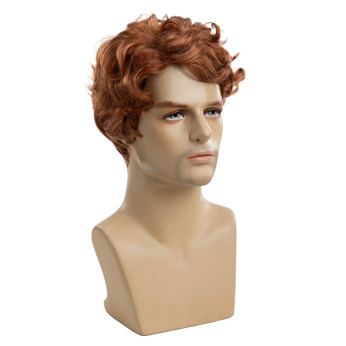 Beweig Short Curly Orange Wig Short Afro Wig for Male Cosplay Costume Daily Hair Synthetic Heat Resistant Mens Full Wigs - Image 3