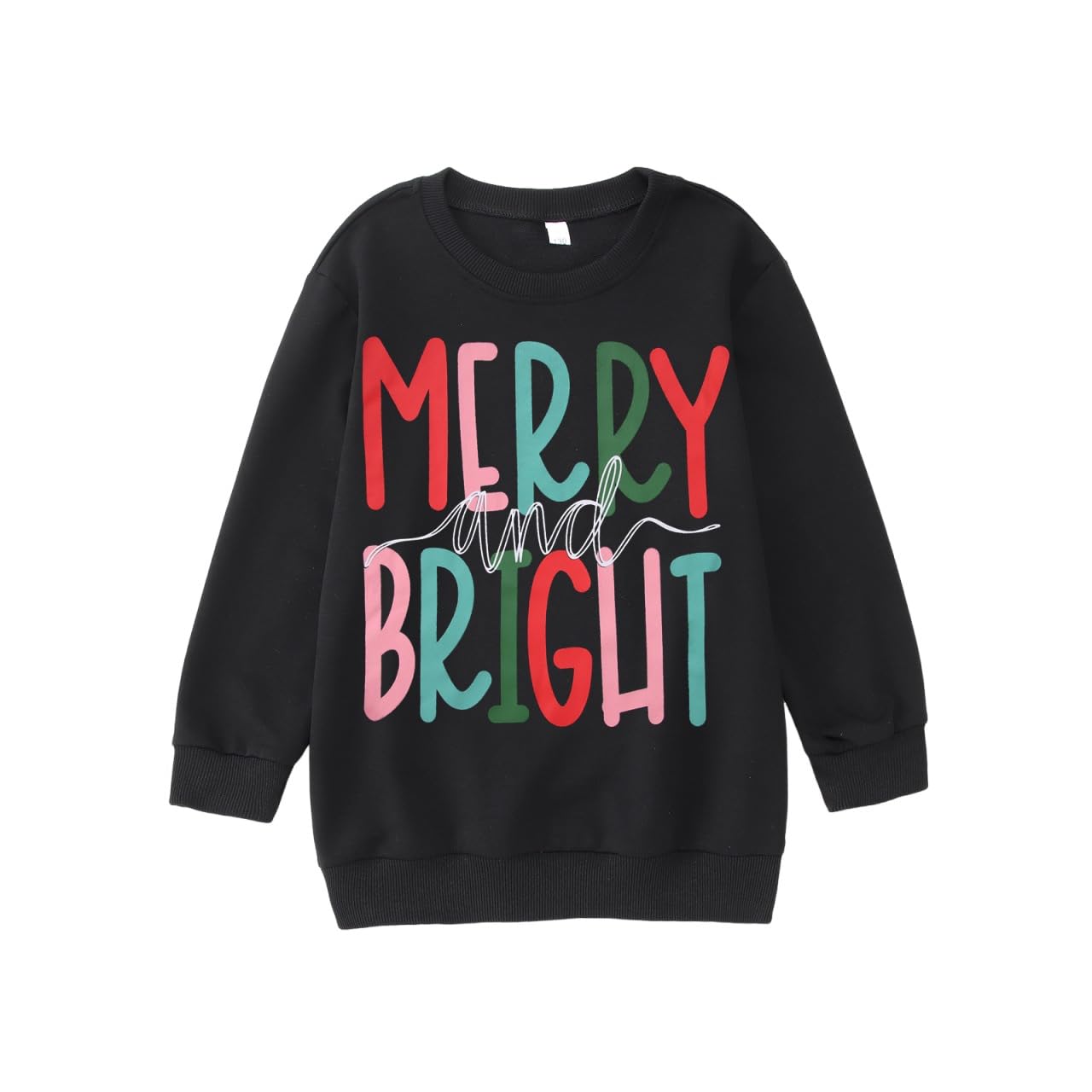 MODNTOGA Felpa girocollo Merry and Bright per bambini con scritta "Merry and Bright" (lingua italiana non garantita)