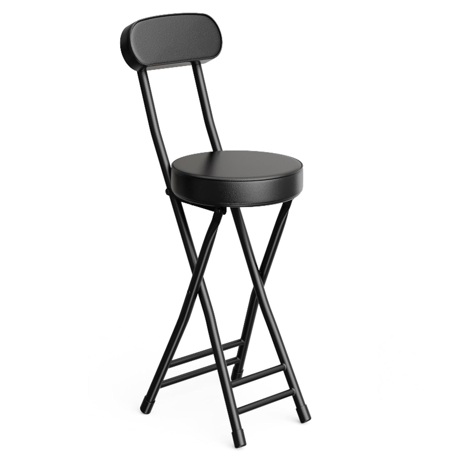 Tabouret de bar pliable et rembourré de 18 pouces en noir
