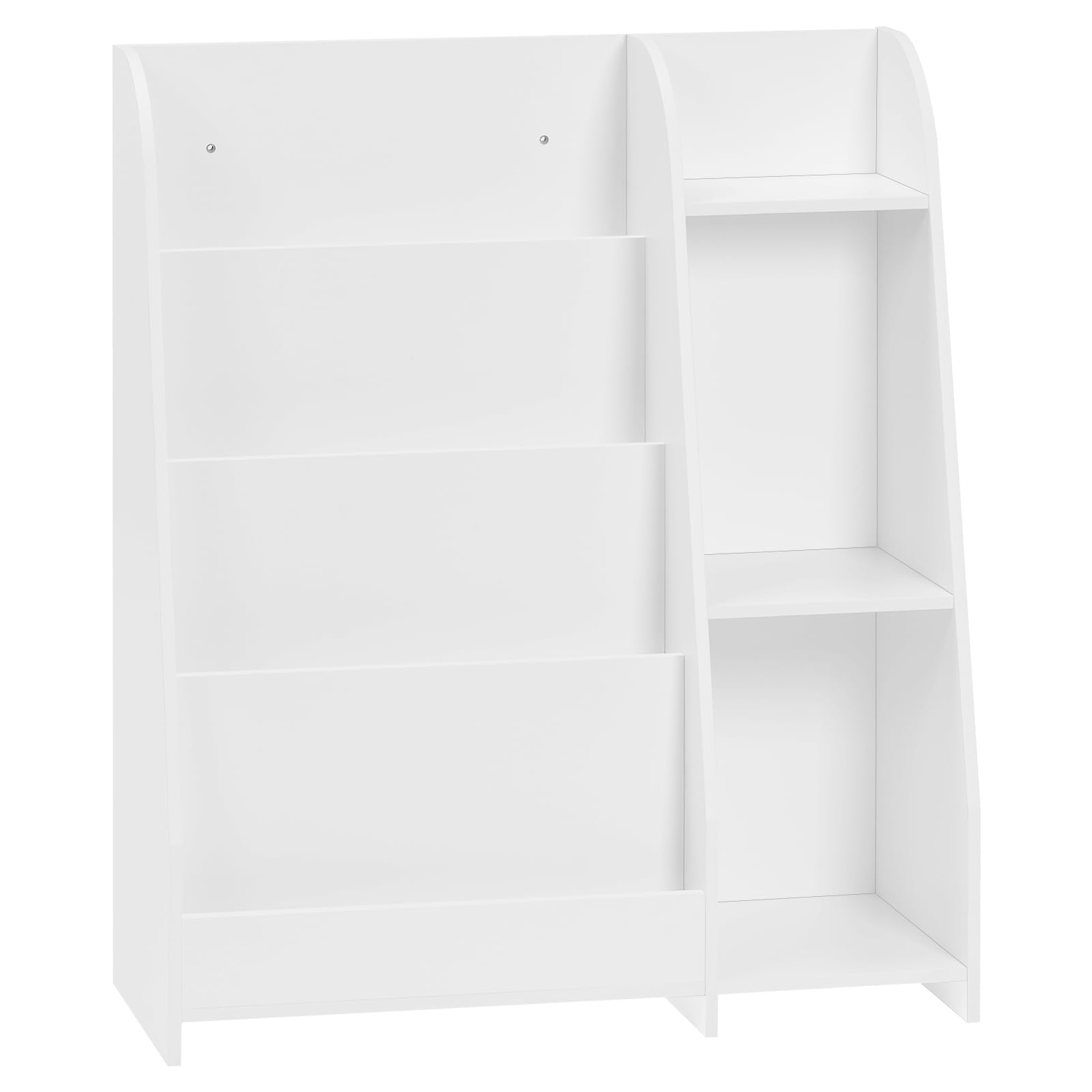 Lestarain Libreria, Scaffale Montessori, con 4 Ripiani e 3 Scomparti, Scaffale per Giocattoli e Libri, Mobile per Cameretta dei Bambini, Bianco, 75x90x34,5 cm
