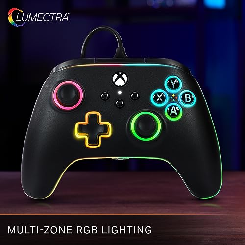 Image of PowerA Advantage Wired Gaming Controller with Lumectra for Xbox Series X /S, Xbox One, PC, Windows 10 /11 with Vivid LED Lighting, White (Officially Licensed)