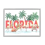 Stupell Industries Florida Flamingo Pool with Green Tropical Palms Framed Wall Art