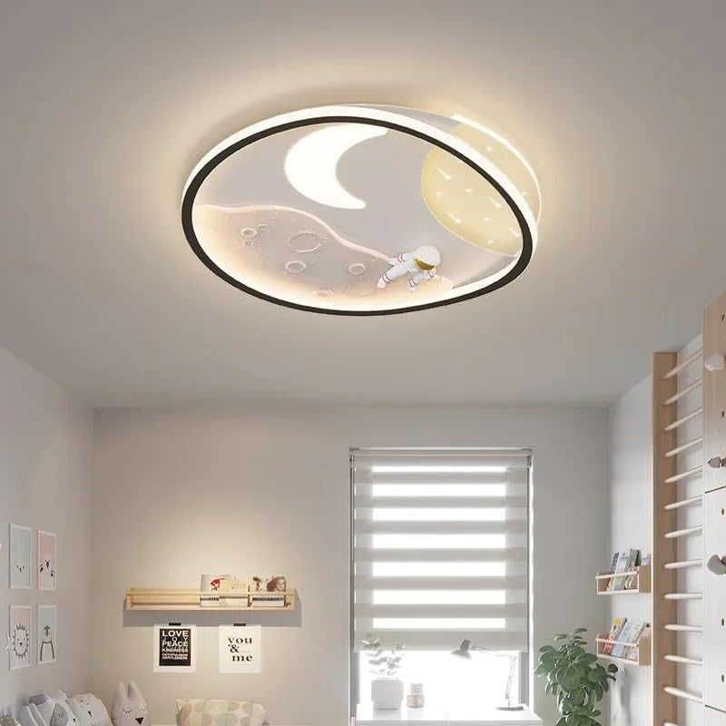 Plafonnier moderne noir 50cm avec éclairage tricolore créatif pour chambre