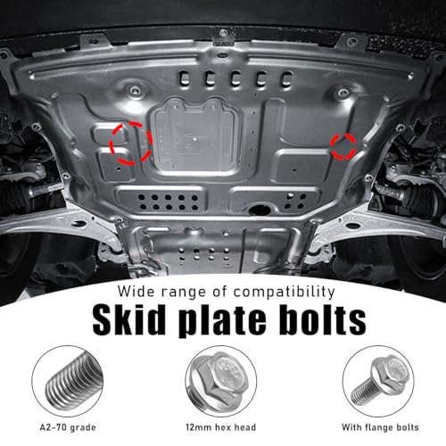 Image of KVAEY 4 PCS Car Top Front Skid Plate Bolts, 304 Stainless Steel 12mm Hex Head Flanged Hexagon Screws, Bolts Compatible with 4Runner Land Cruiser Sequoia Tacoma, Car Accessories (8 PCS)