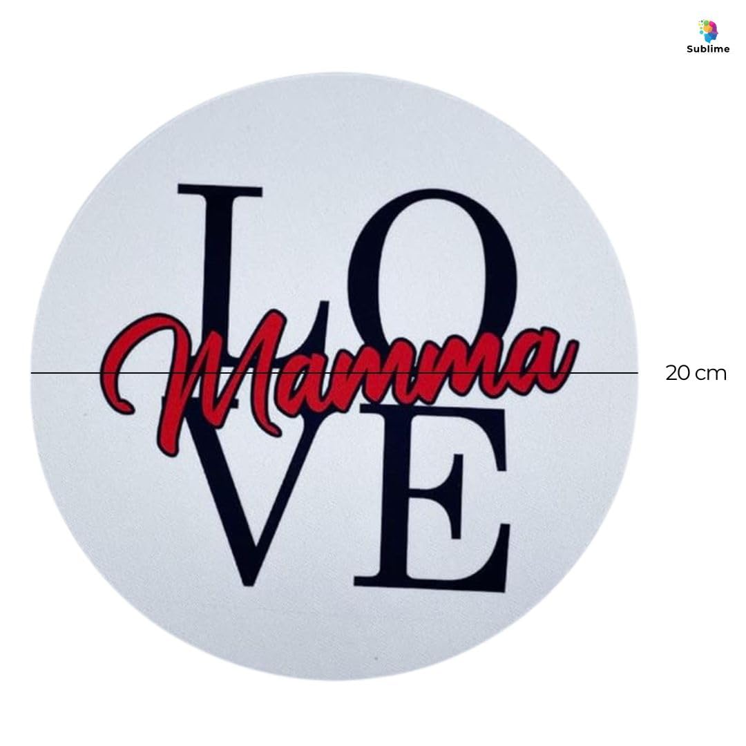 Tappetino Per Mouse Love Mamma | 20 Cm | Base Gomma Antiscivolo | 100% Made In Italy | Idea Regalo Festa Della Mamma