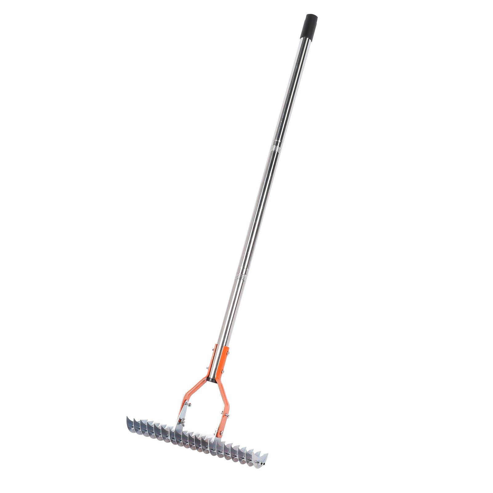 Rastrillo de Paja para Césped, Rastrillo de Paja para Suelo de Acero Al Carbono con Ajustable de 3 Secciones, Cabezal de 14,7 Pulgadas, Dientes de 5 Pulgadas, para el Cuidado del Césped,
