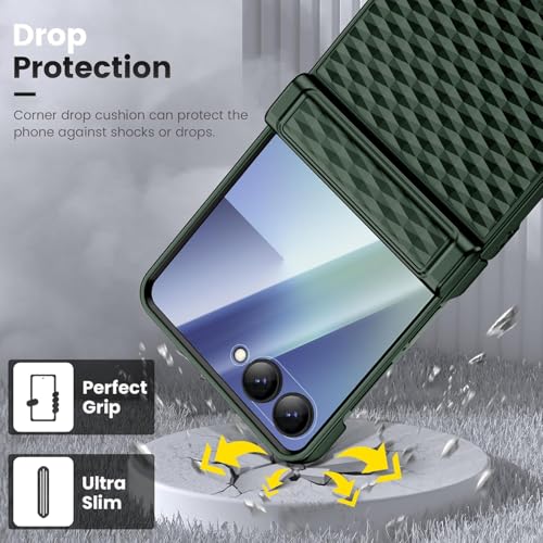 Image of Kapa Geometric Hinge Protection Back Cover for Samsung Galaxy Z Flip7 / Flip 7 | with [Inbuilt Glass] Full Body Shockproof Hard Back Case (Dark Green)