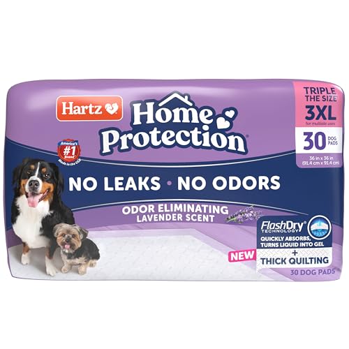 Hartz Home Protection Super Absorbent Odor Eliminating Lavender Scented No Leak Dog Pads, 3XL 30 Count