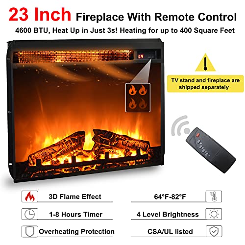 Okd Fireplace Tv Stand For 75+ Inch Tv, Farmhouse Entertainment Center With 23" Electric Fireplace And Remote Control, Long Rustic Media Console Cabinet With Sliding Barn Door, Reclaimed Barnwood #TOP1