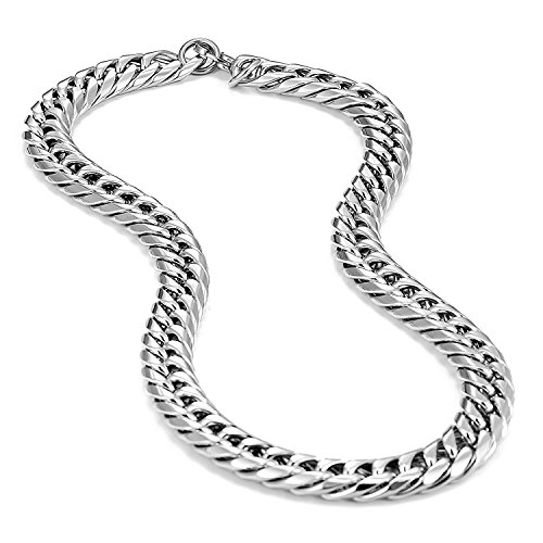 Urban Jewelry Men's Stainless Steel Chain Necklace Ultra Thick and Wide (Silver,13.5 mm width, 19,21,23 Inch)2