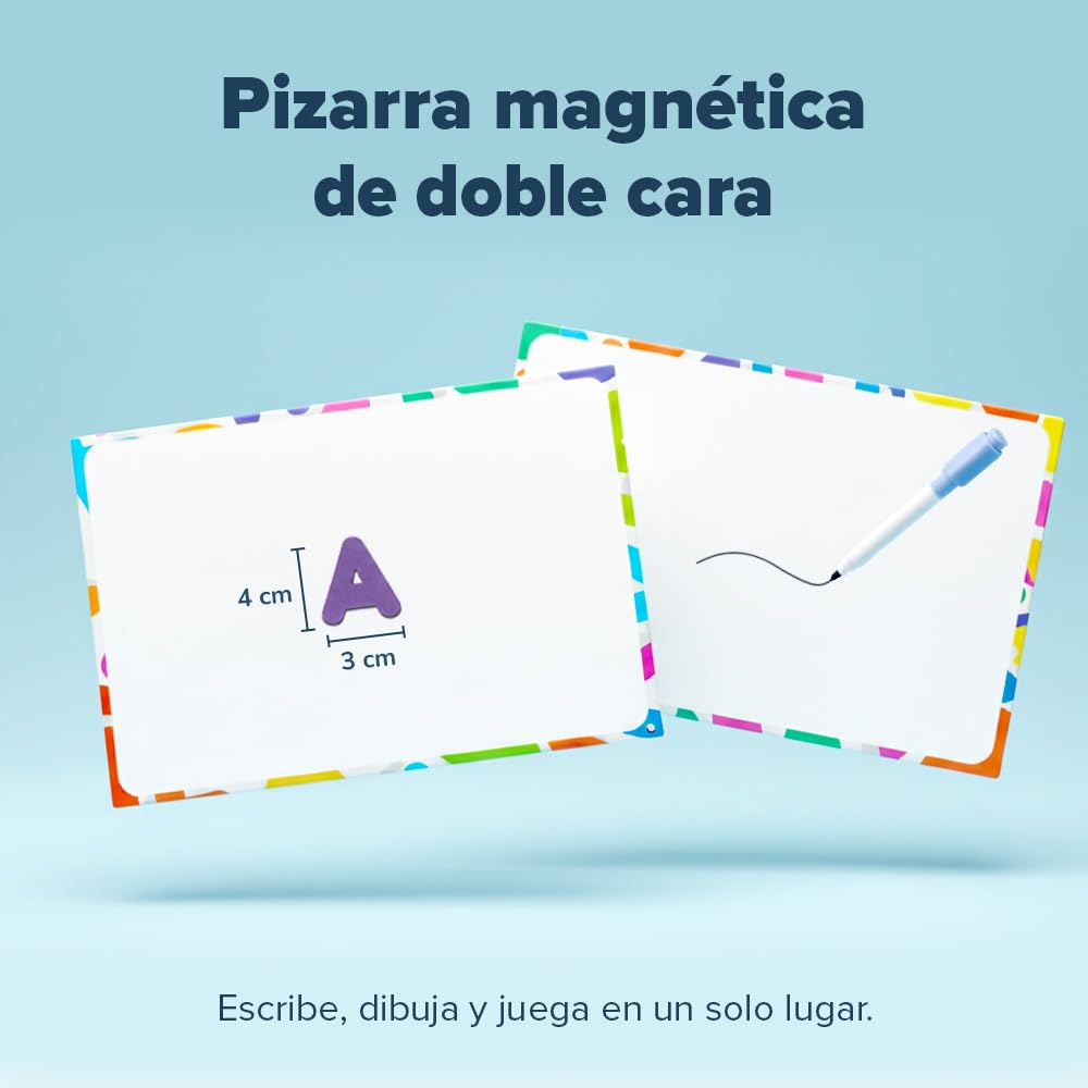 Letras y Números Magnéticos para Niños - Conjunto Completo: 182 Letras y 81 Números y Símbolos - Imanes Gruesos de Espuma para la Nevera - Incluye 2 Cajas, Pizarra Magnética, Rotuladores y Borrador
