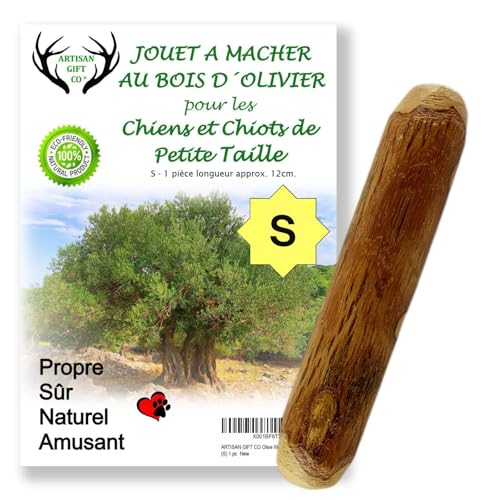 ARTISAN GIFT CO Bâton en Bois d’Olivier pour Chien – Jouet à Mâcher Olivier Naturel pour Chiots et Chiens - 12 cm - lot 1