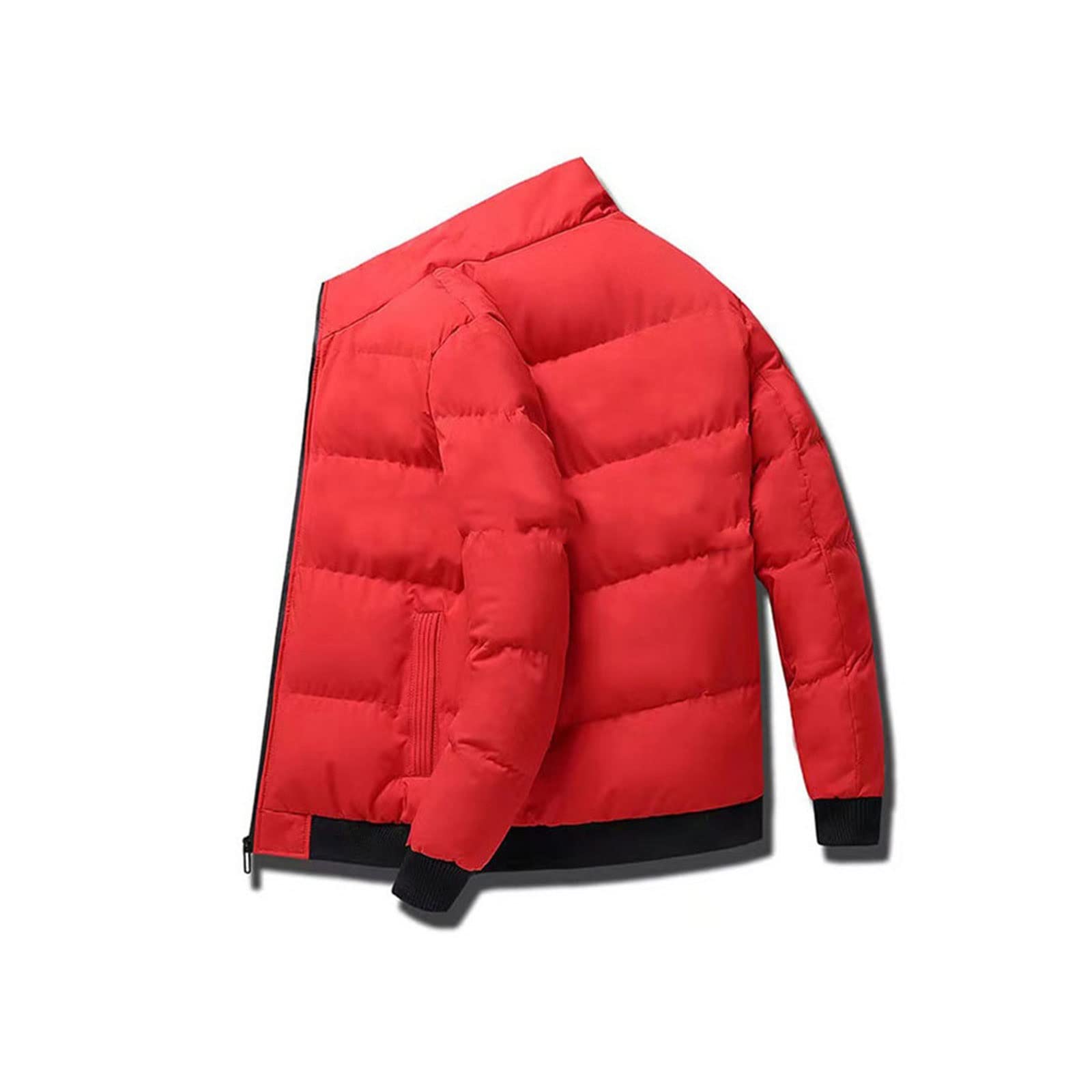 HOBTECHOBTEC Pufferjacketformen Autumn and Winter Casual Warm Large Men Zip Jacket Casual Baseball Jacket Scarf Neck Slim Jacket Bread Shirt (Size : M)