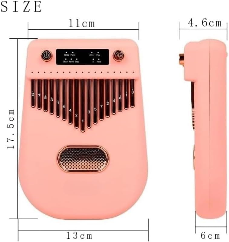17 Key Electric Kalimba Thumb Piano Bluetooth Mbira Mahogany Body Built in Pickup Portable Finger Piano Instrument for Practice Recording Travel Acoustic Performance Pink