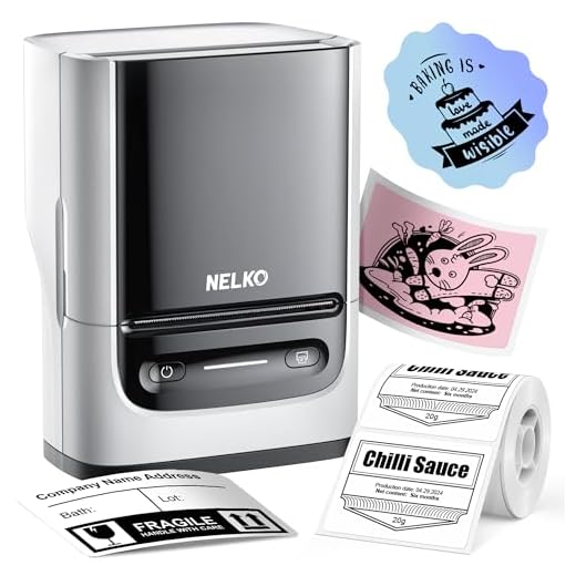 Nelko Label Maker Machine with Tape, PM220 Bluetooth Label Printer, 2 Inch Portable Thermal Printer for Small Business, Address, Logo, Clothing, Sticker Printer for iOS, Android & PC, White