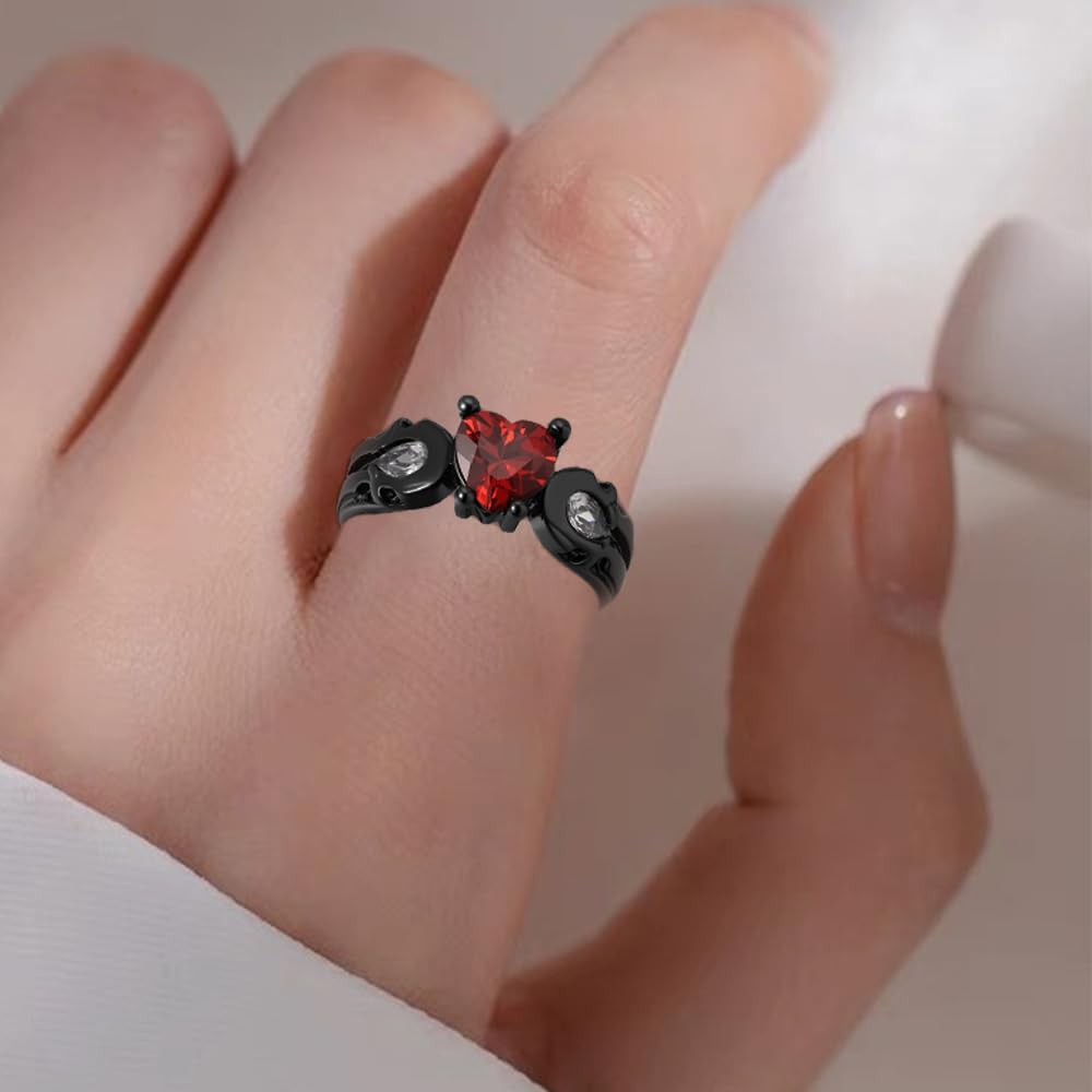 Paar Ringe Personalisiert Pärchen Ringe für 2 mit Gravur Edelstahl Herren Ring Wolfram Schwarz Rot Valentinstag Schmuck für Sie und Ihn Hochzeitstag Geschenke für Paare,Größe 49-69