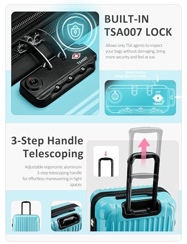 Image of Carry on Luggage 2 Piece(20in /24inch - Airline Approved Suitcases with Spinner Wheels, Built-In TSA Lock,Hard Shell Expandable Suitcases