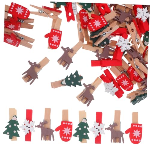 Pinzas de madera de Navidad de 300 piezas para fijar postales sin dañar paredes 7